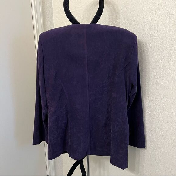 Vintage R&K Long Sleeve Suede Purple V-Neck Blazer - Picture 3 of 4